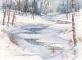Frozen Stream Watercolor Greeting Card